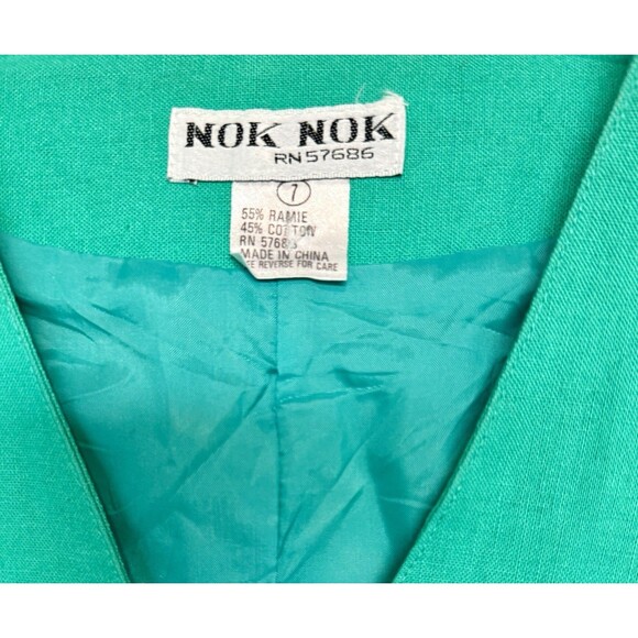 Linen Button Front Blazer Pockets Women Size 7 Ramie Cotton Preppy Office - Picture 4 of 5